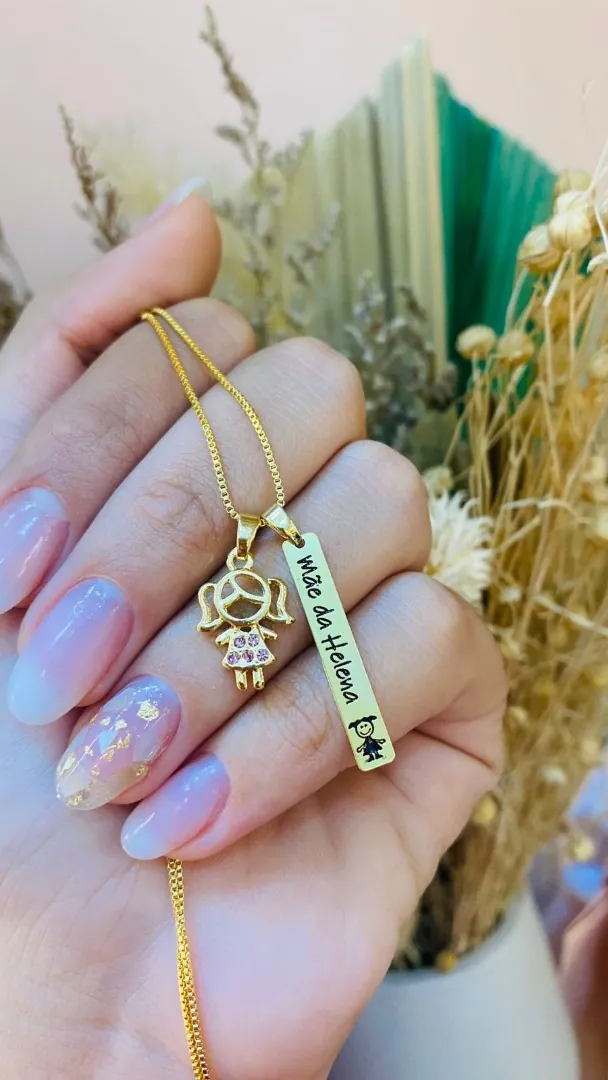Pingente personalizado com gravação Mãe da Helena
